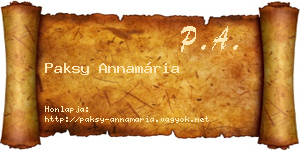 Paksy Annamária névjegykártya