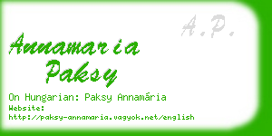 annamaria paksy business card